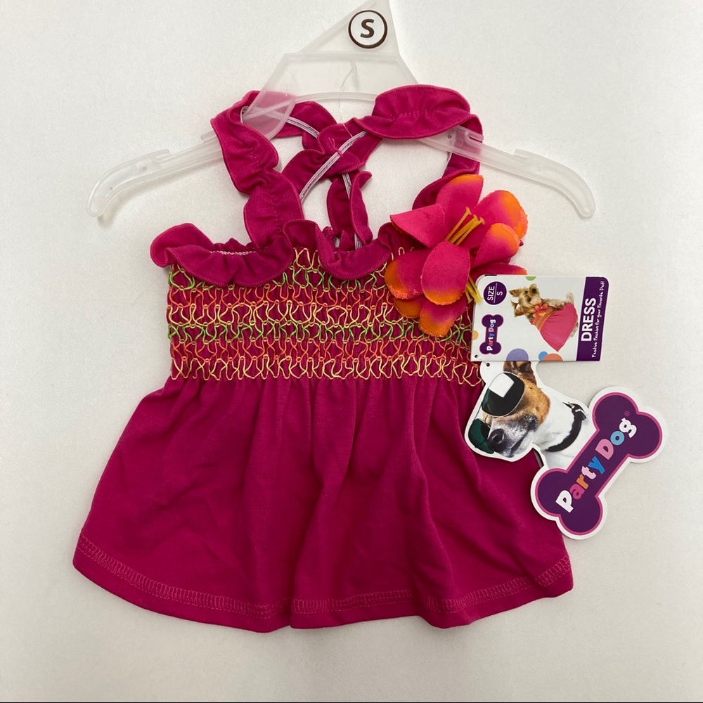 Party Dog Pink Floral Dog Dress Size S